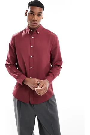 ASOS Oxford regular shirt in burgundy
