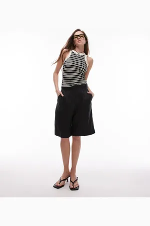 ARKET Linen bermuda shorts with tailored waistband in