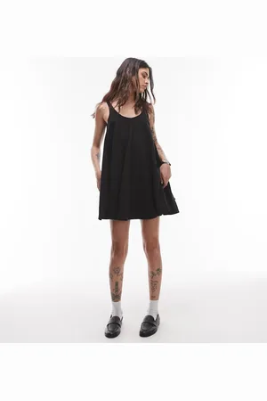 Topshop Linen trapeze swing mini dress in