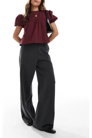 ASOS Tailored relaxed straight leg trousers in charcoal stripe
