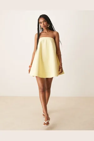 ASOS Lantern mini dress in lemon