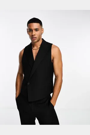 Devils Advocate Skinny fit sleeveless double breasted suit jacket