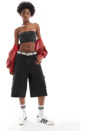 adidas Adilenium denim capri short co-ord in