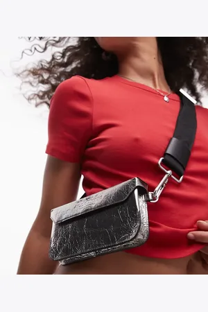 AllSaints Zoe leather crossbody bag in cracked gunmetal exclusive to asos