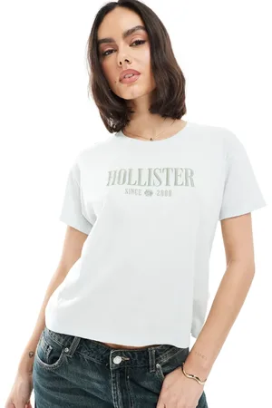 Hollister Script logo t-shirt in sage green