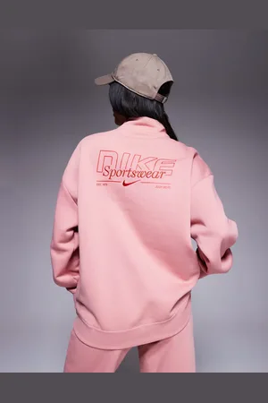 Nike Phoenix Fleece Gym Life Swoosh half zip sweatshirt in pink