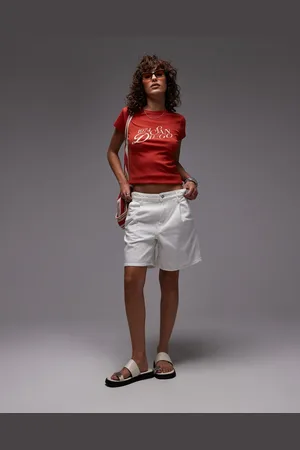 MANGO Longline straight denim shorts in