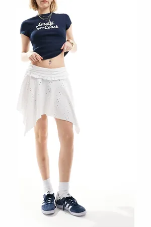 ASOS High low hem broderie rara skirt in