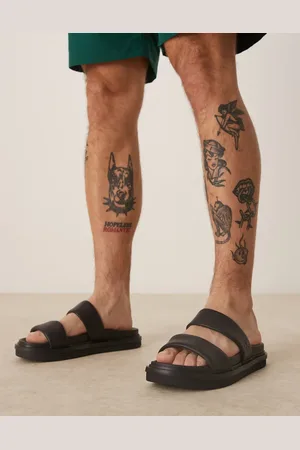 Calvin Klein Leather double strap slider sandal in