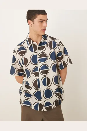 MANGO Geo print shirt in & blue