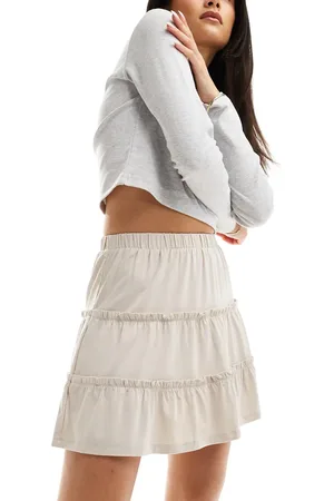 ASOS Tiered rara mini skirt in stone