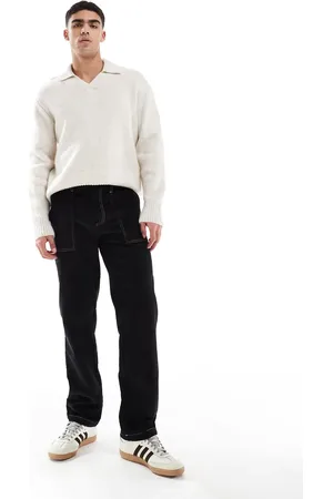 ASOS Straight leg cord trousers with contrast stitch in