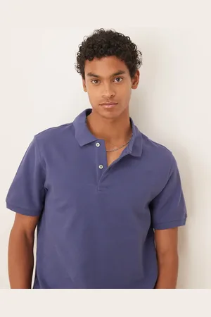 MANGO Jersey revere collar polo in washed