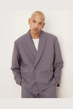ASOS Double breasted wrap boxy suit tuxedo jacket in purple