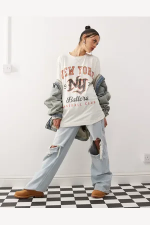 COLLUSION Long sleeve relaxed washed out New York t-shirt