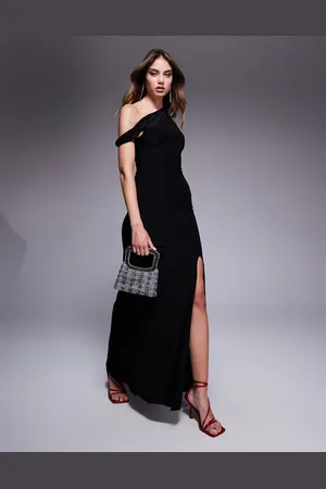 Fashionkilla Double sculpted slinky one shoulder strap maxi dress in