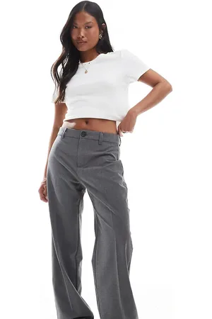 Pull&Bear Petite high waisted straight leg tailored trouser in
