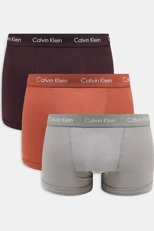 Calvin Klein Cotton Stretch 3 pack trunk in orange/brown/grey