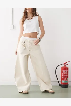 Reclaimed Wide leg barrel jean in buttermilk ecru