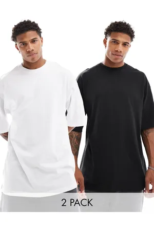 JACK & JONES Super oversized 2 pack t-shirt in & white