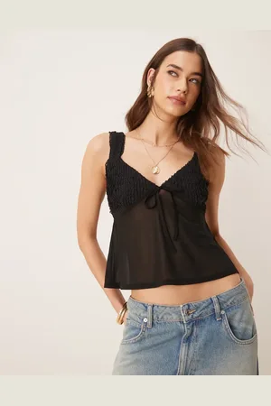 ASOS Textured cami top with mesh mix in