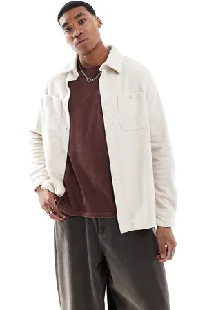 Brave Soul Fleece overshirt in stone