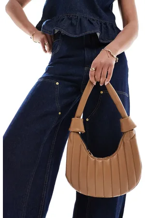 ASOS Quilted stripe detail scoop shoulder bag in tan