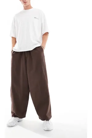ASOS Oversized baggy trouser with elasticated waist in chocolate