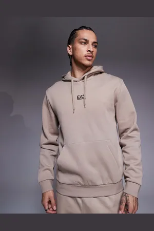 EA7 Armani central logo hoodie co-ord in beige