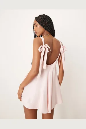 ASOS Satin bow back a line mini dress in pink