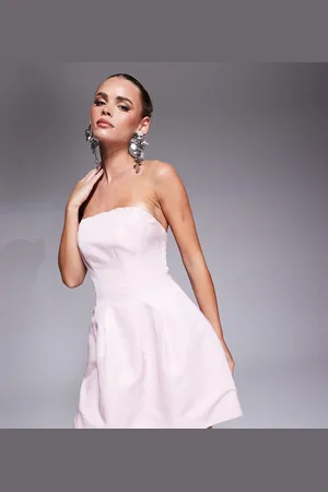 Forever New Bandeau tulip structured mini dress in baby
