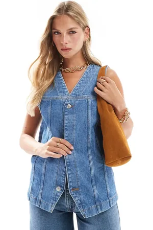 ASOS Denim oversized waistcoat in mid