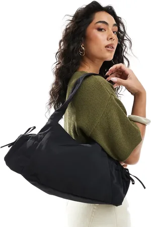 Monki Slouchy tote bag with tie pockets in