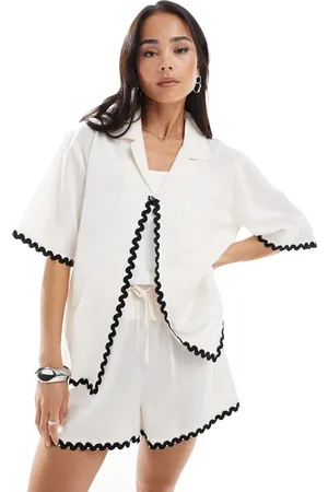 Esmée Esmee Exclusive ric rac short sleeve beach shirt co-ord in