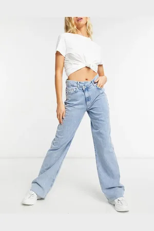 Stradivarius Stepped waist dad jean in washed