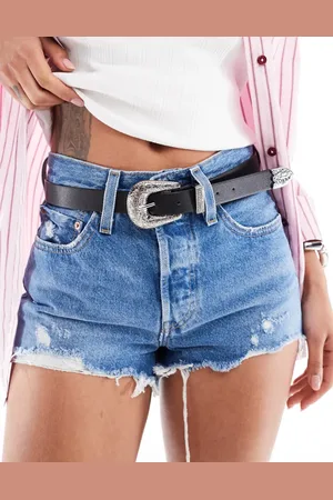 Pieces® Faux leather western detail belt in