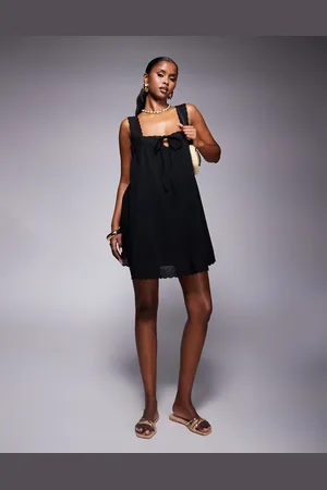 ASOS Square neck lace insert smock mini dress in