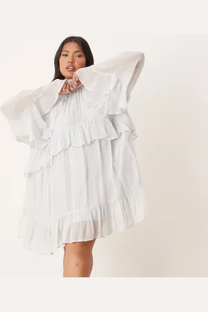 ASOS ASOS DESIGN Curve neck ruffled mini dress in