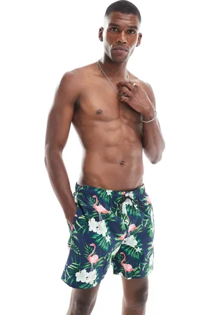 JACK & JONES Swim short in flamingo print