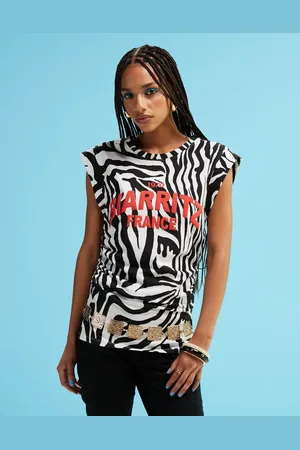 ASOS Boat neck zebra print tank with graphic