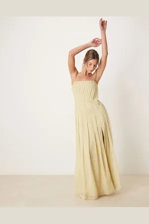 ASOS Pleated midi cami dress in yellow