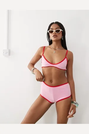 COLLUSION Towelling bikini brief in pink