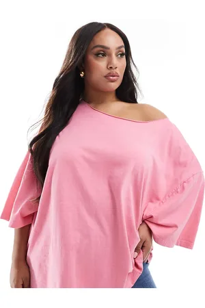 ASOS ASOS DESIGN curve slouchy off shoulder oversized tee in washed