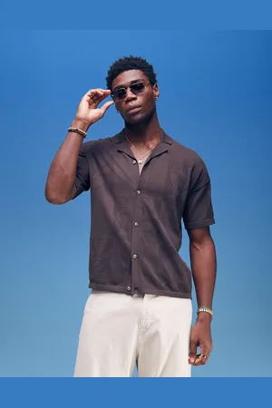 ASOS Relaxed floral textured button through knitted polo in