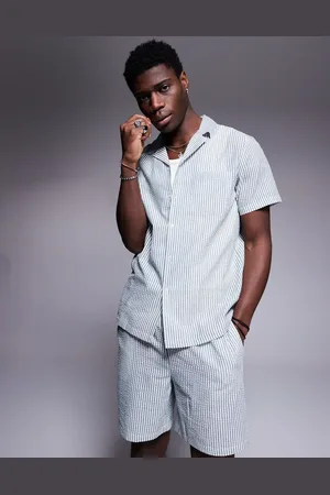 South Beach Seersucker beach shirt co-ord in dark