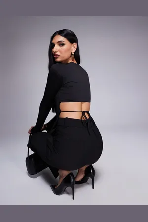 Princess Polly Double layered slinky open tie back long sleeve top in