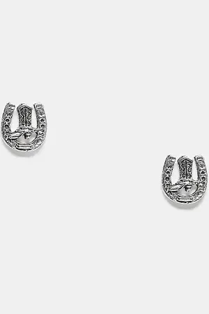 Kingsley Ryan Western horseshoe and boot stud earrings in sterling