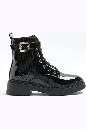 River Island Lace up boot with gold buckle in