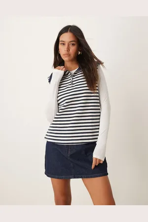 ASOS Supersoft half zip sleeveless tank top co-ord in stripe