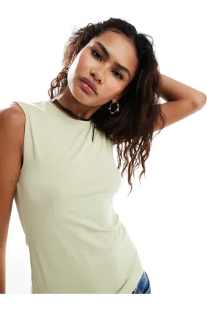 Weekday Inez slim fit tank top in dusty beige